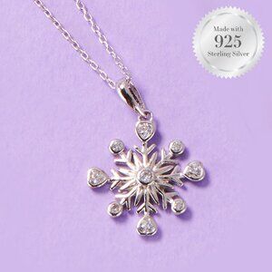 925 Sterling Silver Snowflake Necklace - Charmed Aroma Winter / Christmas